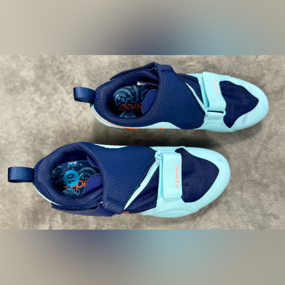 Nike SuperRep Cycling Shoes Men’s Cleats Blue and Teal with Orange Highlights - Picture 3 of 10